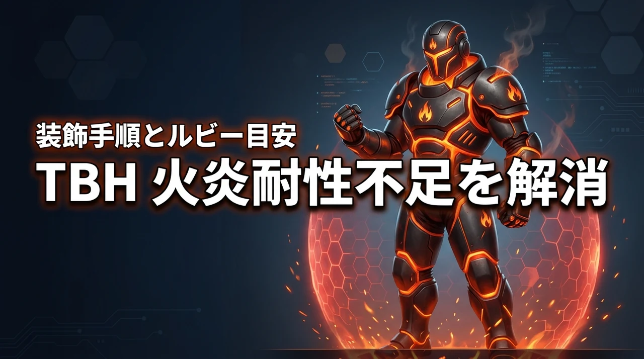 TBHタスクバーヒーローの火炎耐性が足りない？装飾の手順やルビーの目安