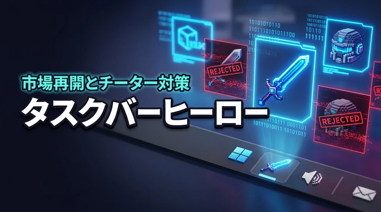 タスクバーヒーロー Steamマーケット再開はいつ?チーターのアイテムはどうなる?