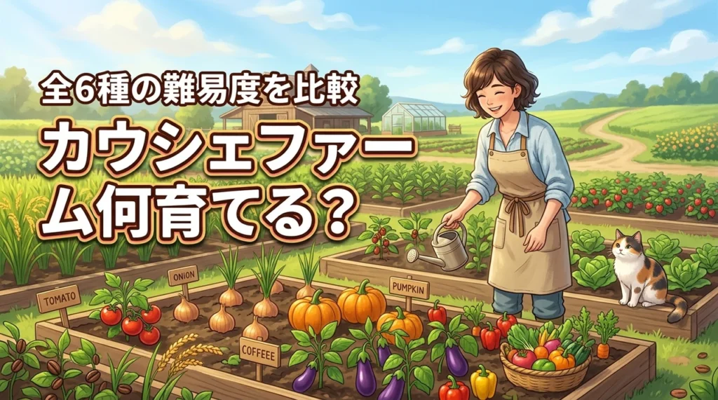カウシェファームで何を育てる？難易度別の全6種を比較して効率よく収穫するコツ