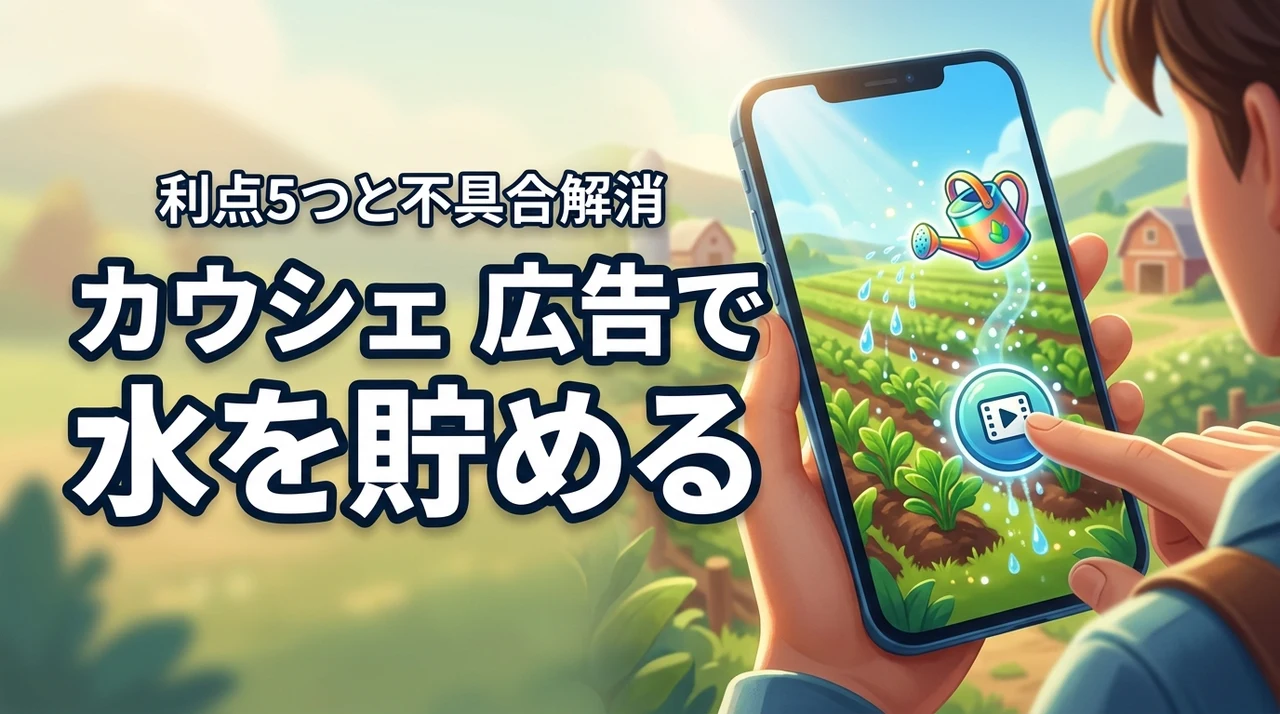 カウシェファームで水を広告から効率よく貯めるメリット5つと不具合の解消法を紹介